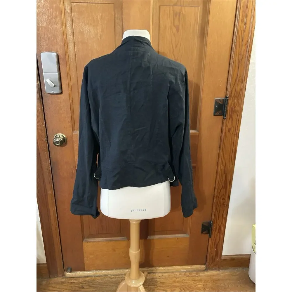 Soft Surroundings Women's Alicante Linen Blend Topper Sz L New Black cardigan 89